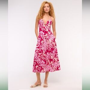 Abercrombie & Fitch Pink Floral Midi Dress